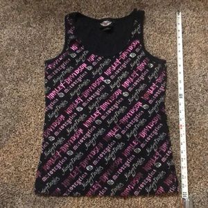 Women’s HD black and metallic pink tank